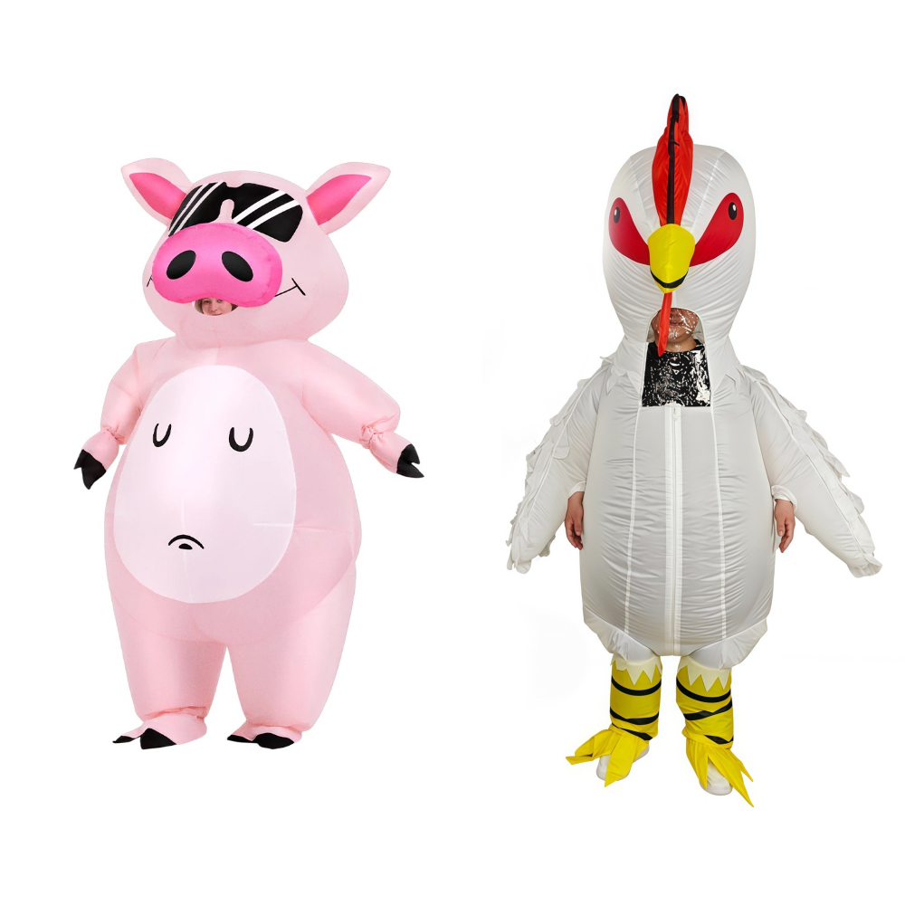Costumes - 漫画動物子豚のインフレータブルコスチューム アニメピンクスーツ カーニバル プリム ハロウィンパーティー コスプレコスチューム
