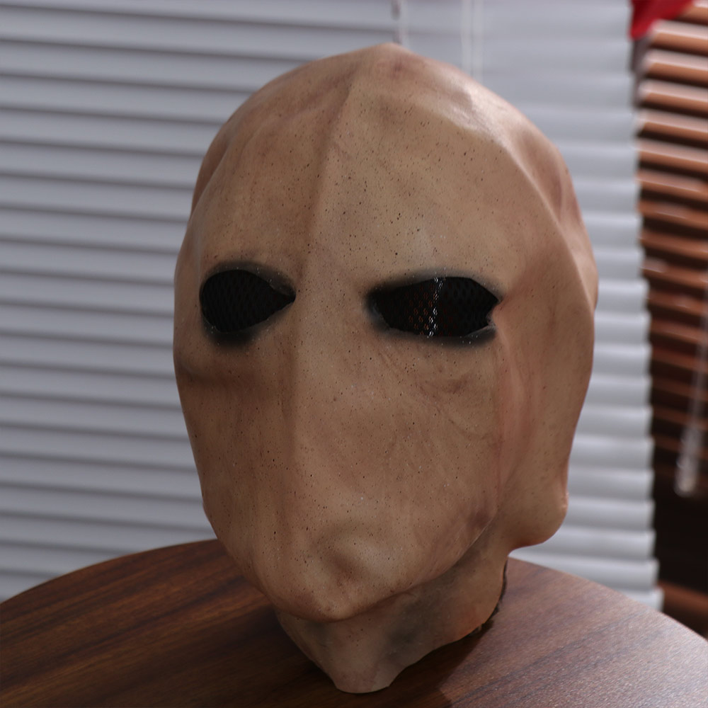Latex Alien Mask Realistic - 顔のない男のハロウィーン用スレンダーマンマスク。無毒素材を使用し、エイリアン風のスカルデザイン。リアルな3Dラテックス製ヘルメット。男女兼用で、パーティーやコスプレに最適。