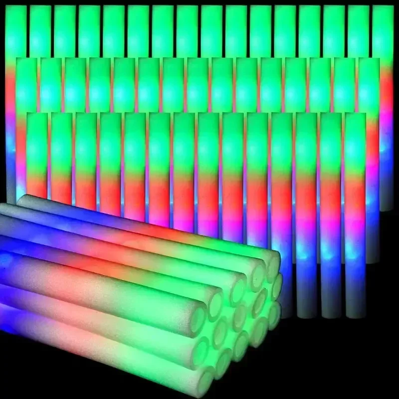 30本入りフォームグロースティック、3つのモード搭載、カラフ - Flashing Led Foam Sticks Party のレビューと価格