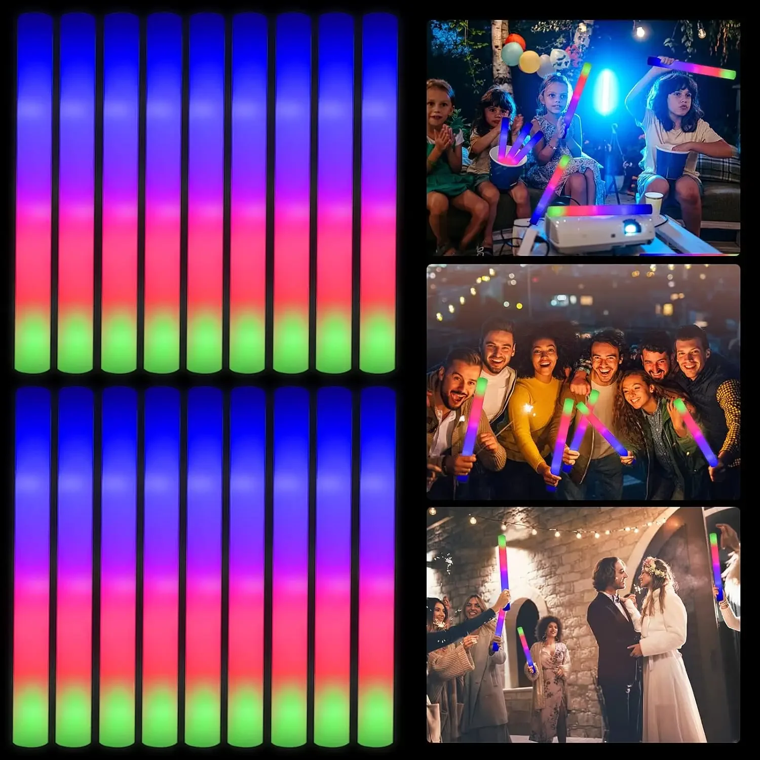 1Z-50個入り LEDフォームグロースティック クリスマス - Flashing Led Foam Sticks Party のレビューと価格